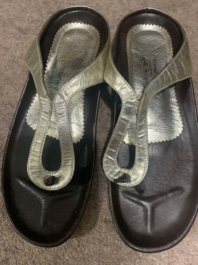 russell and bromley gold sandals